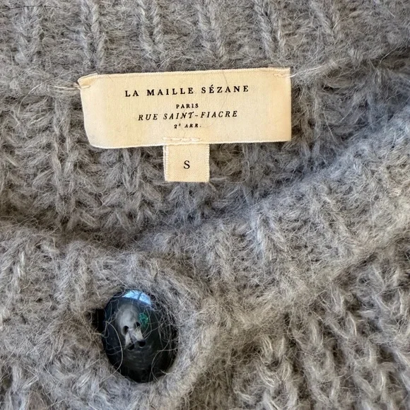 Sezane Emile Alpaca Wool Cardigan Sweater in Mottled Grey - Picture 6 of 8